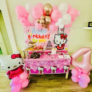 Hello Kitty Themed 4th birthday party with kids luxury picnic setup