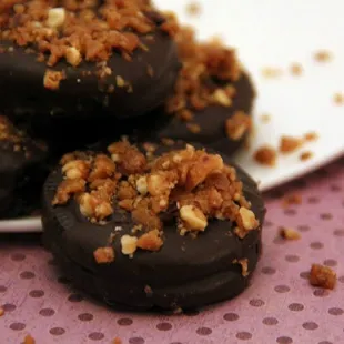 Chocolate Dipped Cookies with brittle bits