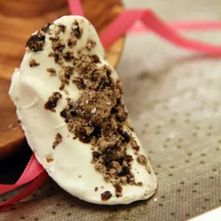 Chocolate Dipped Potato Chips with brittle bits