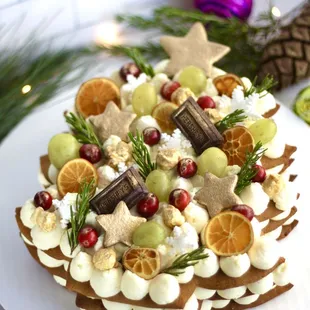 Christmas tree layered gingerbread cake.  Can be vegan and gluten free