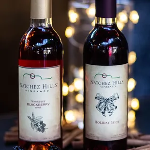 two bottles of natchez hills wine