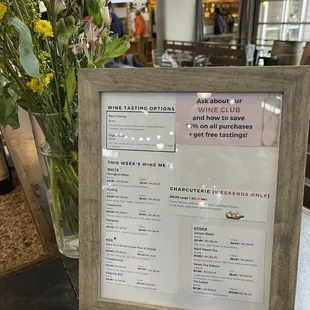 menu and flowers