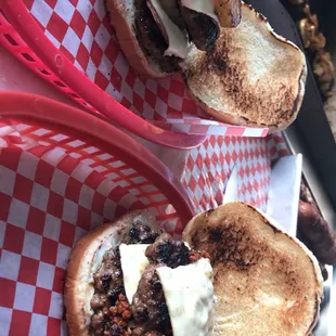 Double Hawaiian burger and double chorizo burgers