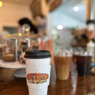 a cup of coffee on a table