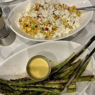Elote corn &amp; grilled asparagus