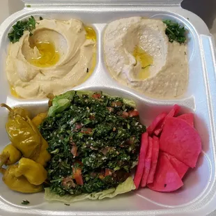 Combination Platter - hummus, baba ganooj, tabbulee