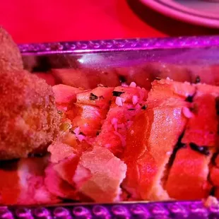 Garlic bread and hush puppies