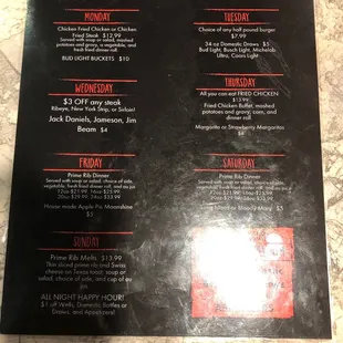 Daily specials