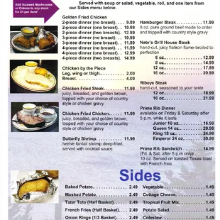Entrees menu