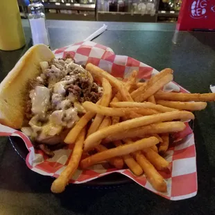Philly cheese steak lunch.