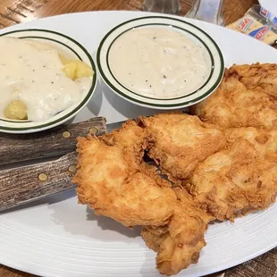 Chicken Fried Chicken with Mashed Potatoes and Cream Gravy