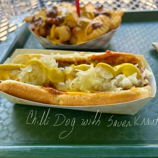 Chili Dog with Sauerkraut