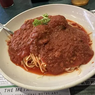 Pasta and meatballs