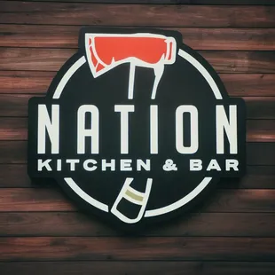 a sign for nation kitchen and bar