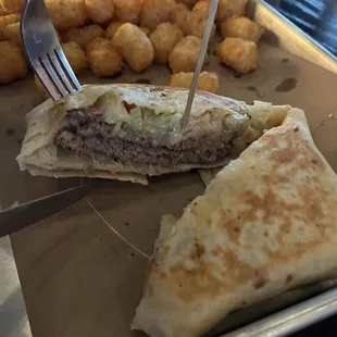 Quesadilla Burger &amp; Tots