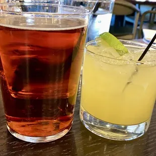 Great Lakes Conways Irish ale and a margarita