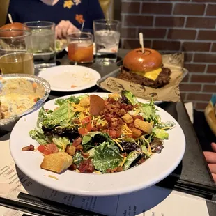 Side salad and burgers