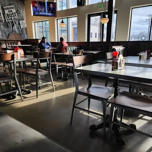 tables and chairs in a restaurant