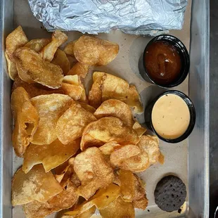 Chicken wrap and Saratoga chips.