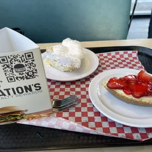 COCONUT CRME PIE (SLICE) CHEESECAKE WITH STRAWBERRY TOPPING (SLICE)