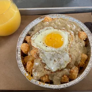Breakfast Tots and Mimosa