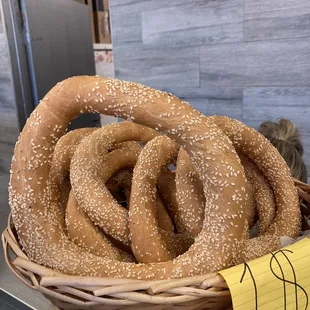 Basket of fresh Koulouri on the countertop!