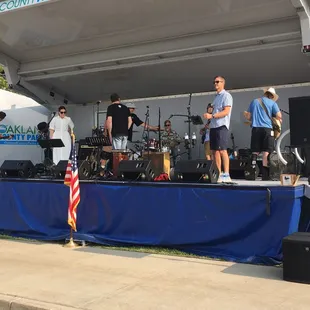 a band performing on stage