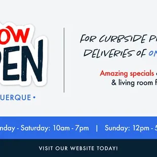 We are back open for curbside pick-ups and deliveries. Give us a call for some awesome deals...check our facebook page