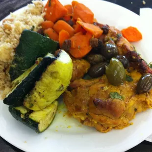 Tagine Chicken with lots of sides.