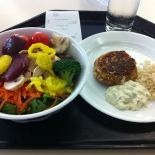 Big salad, fish cake and rice for just $7:58!