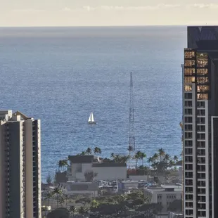 Sailboat in the distance... a view from the lookout point behind the chapel