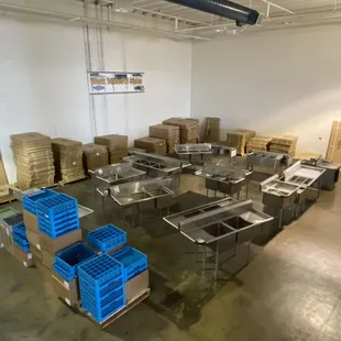 Work tables and Equipment stands
Kitchen sinks from 1-3 compartments 
Dish Racks