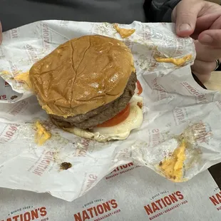 Cheese burger with added patty. We ordered with no tomato.