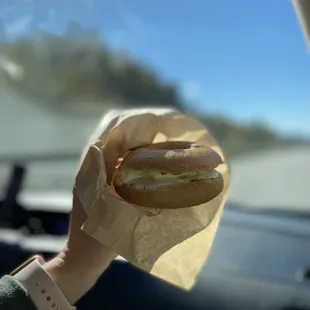 Bagel to-go   Plain with honey rosemary cream cheese