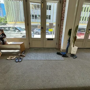 You take your shoes off at the front door...love!