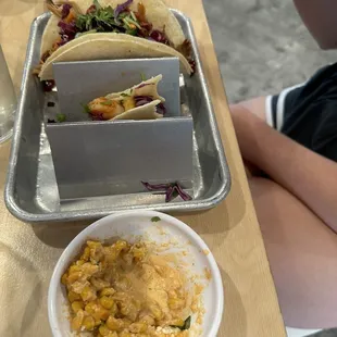 BBQ pork taco and street corn