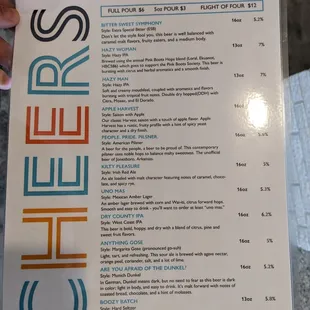 Menu at Native Brew Works, Jonesboro