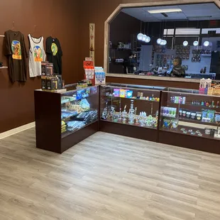 CBD, headshop, and t-shirt sales area.
