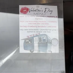 The Valentines Day Menu.