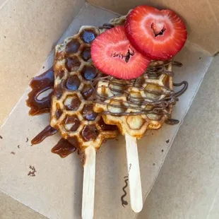 Waffles on a Stick - Caramel and Nutella