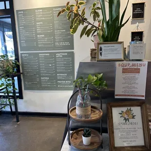 Menu on the wall