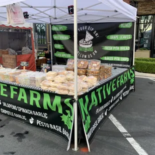 a tent with food for sale