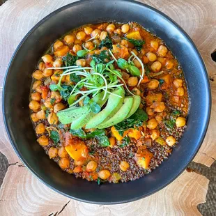 Vegan Moroccan Stew with Chickpeas, Butternut Squash, Roasted Tomatoes, Kale Red Quinoa, and Avocado *Dinner exclusive*