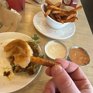 Sweet potato fries , ranch and creamy chipotle sauce 10/10  Watermelon agua fresca 10/10