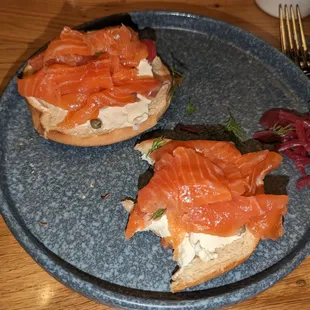 This is their bagel and gravlox plate.