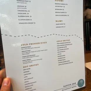 Breakfast menu