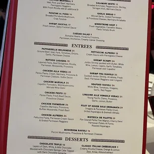 Menu as of 03/2024