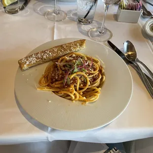 Spaghetti Bolognese was delicious.