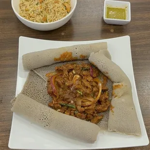 Lamb Awaze Tibs with a side of rice