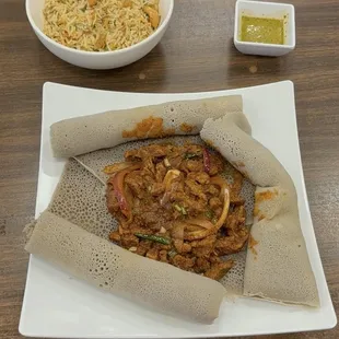 Lamb Awaze Tibs with a side of rice